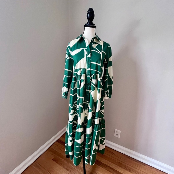Zara Dresses & Skirts - Zara green and white dress